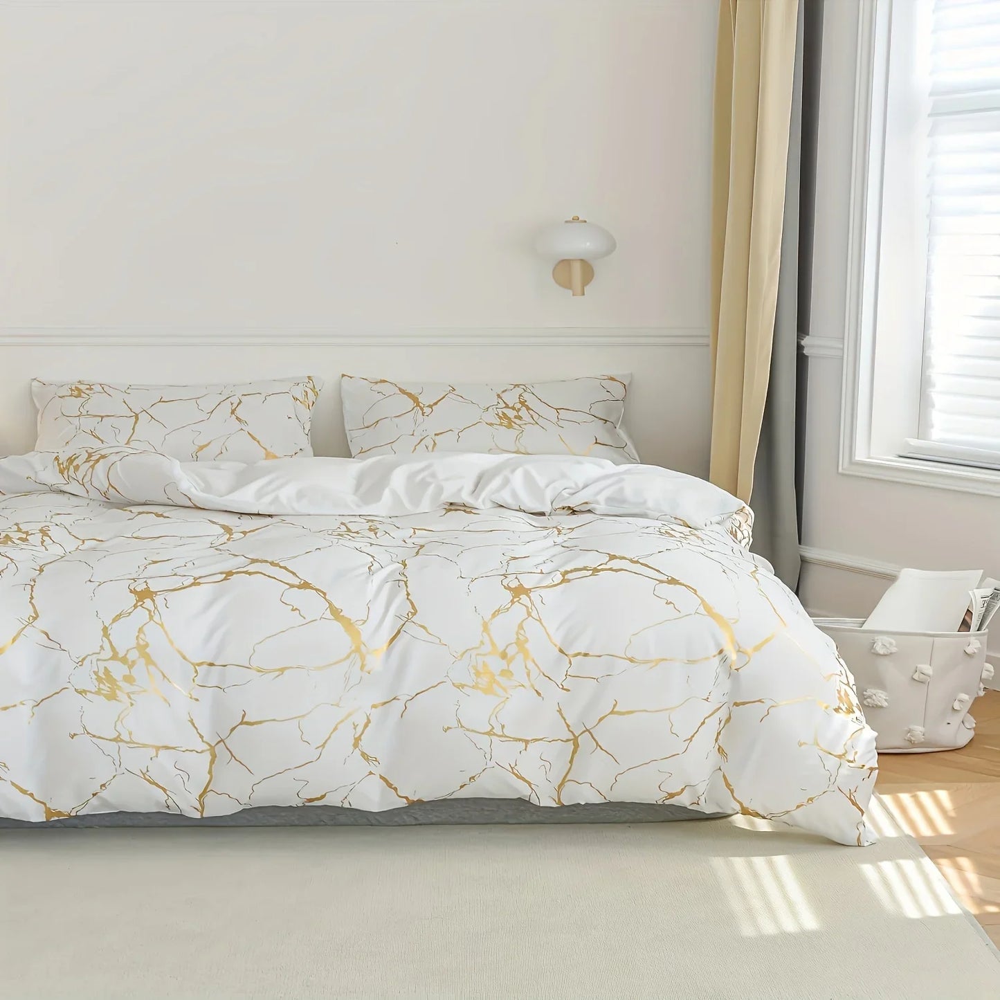 Couette en duvet imprimé marbre bronzant