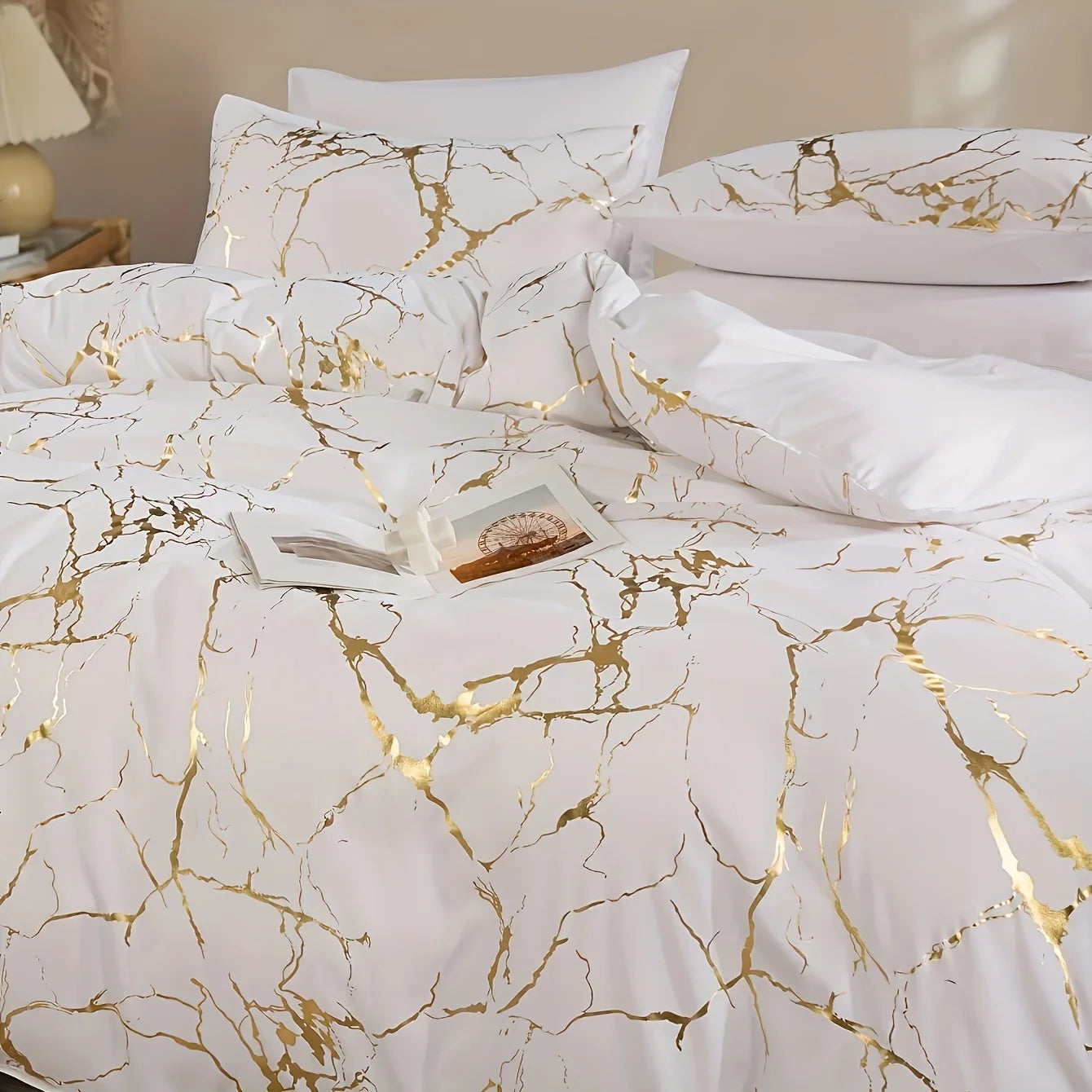Couette en duvet imprimé marbre bronzant